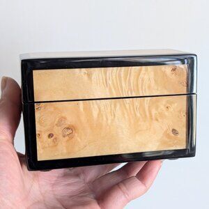 Handmade Lacquer Rectangular Box Maple Burl Decorative Box 4.5"x2"x2.75"